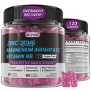 Supplément de zinc et de magnésium, Zinc Magnésium Aspartate après l'entraînement Gummies pour hommes femmes, avec vitamine B6, B12, D3, curcuma pour la récupération de nuit, réduire la fatigue, stimuler l'immunité et le sommeil, 120 Compte