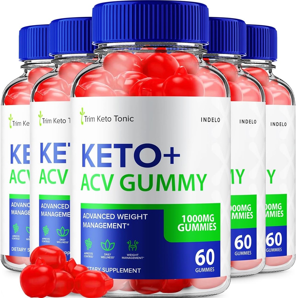 (5 Pack) Trim Keto Tonic Keto ACV Gummies, Trim Keto Gummies Weight Management Supplement, Trim Keto Tonic Reviews met Apple Cider Vinegar, Trim Keto Tonic Advanced ACV Gummies, B12 (300 Gummies)