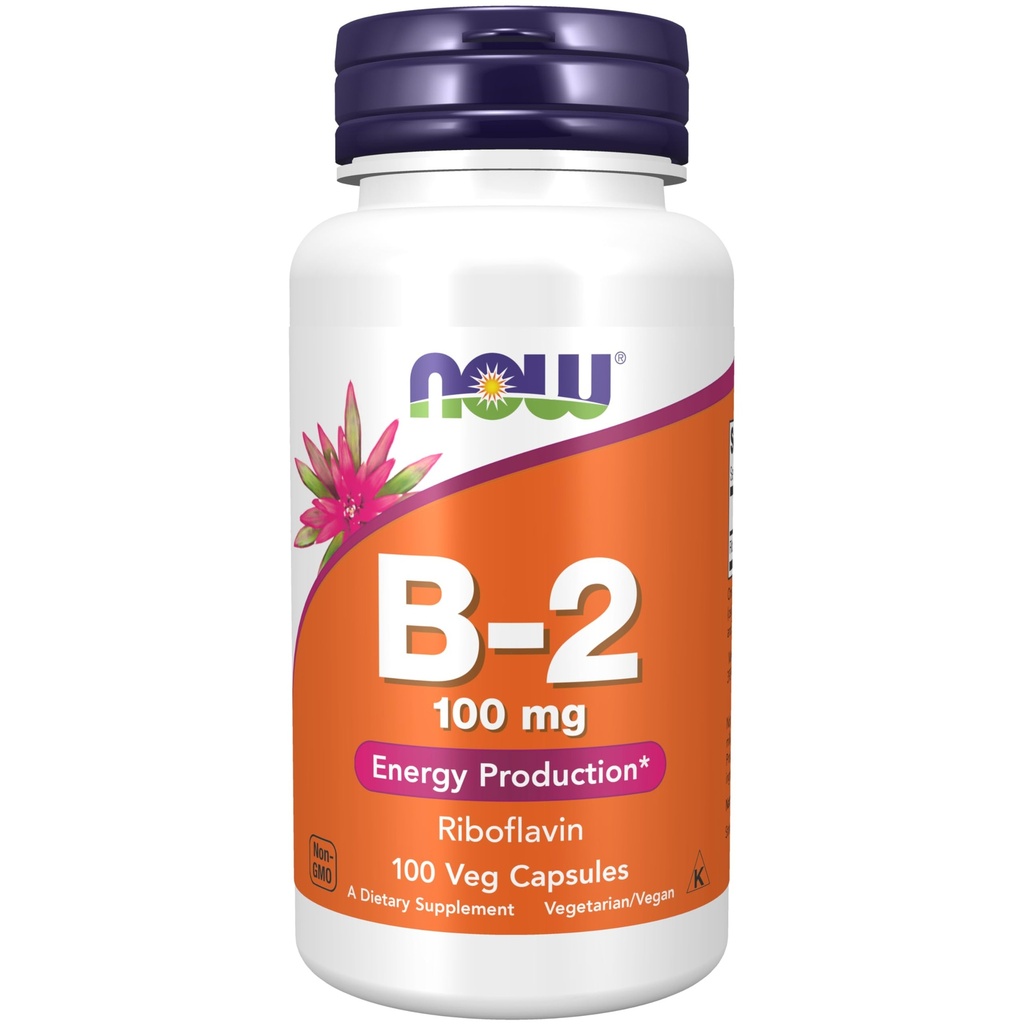 NOW Voedingssupplementen, Vitamine B-2 (Riboflavine) 100 mg, Energieproductie*, 100 Veg Capsules