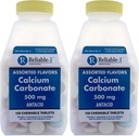 Calcium 500 mg Generic for Tums Assorted Fruit Gearomatiseerde Kauwtabletten Regelmatige sterkte Antacida voor zuur indigestie, brandend maagzuur 150 Kauwtabletten per flesverpakking van 2