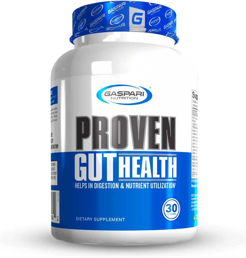 Gaspari Nutrition Proven Gut Health, bevordert gezonde spijsvertering, prebiotica en probiotica, sportdigestie en voedinggebruik (30 porties)