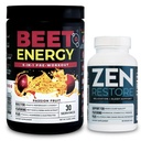 Nutrologie Beet Natural O2, Pre Workout Poeder, Energie, Endurance & Nitric oxide Booster met bietenpoeder, Passie Fruit Smaak (30 Servers) Zen Natural Magnesium Supplement (30 Servers)