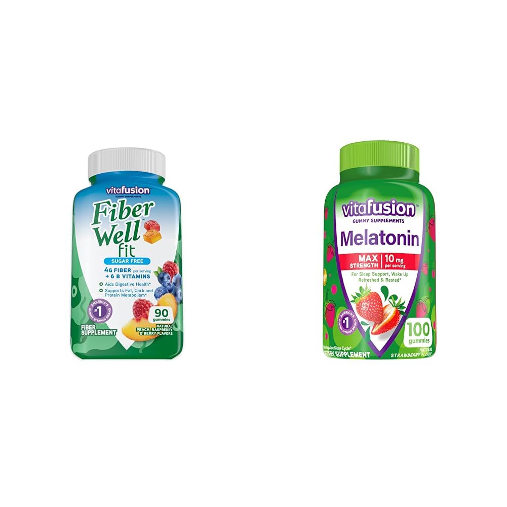 Vitafusion Fiber Well Fit Gummies 90 Tel en Max Strength Melatonine Gummies 100 Tellen