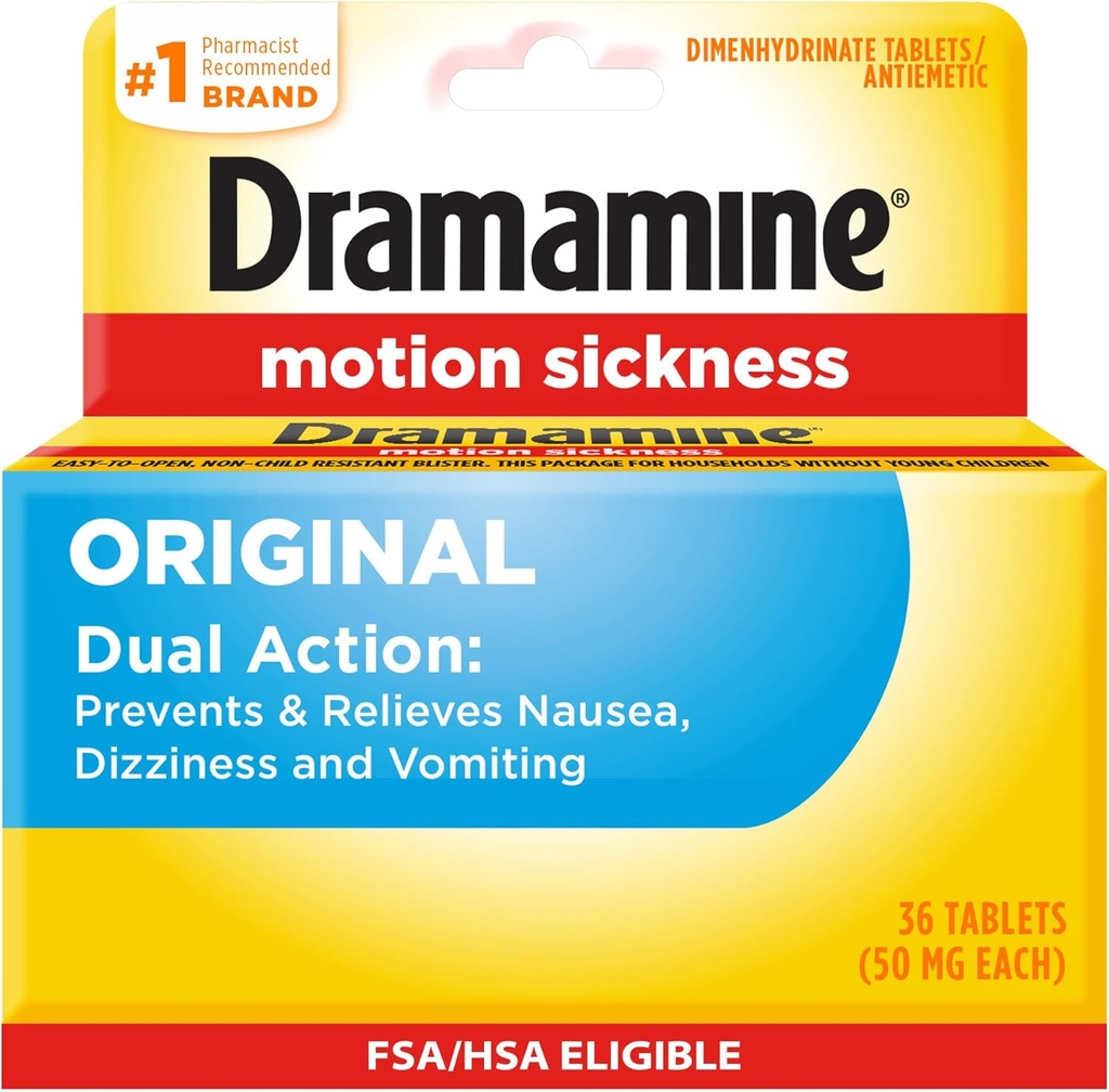 Dramamine Original, Motion Sickness Relief, 36 Tel.