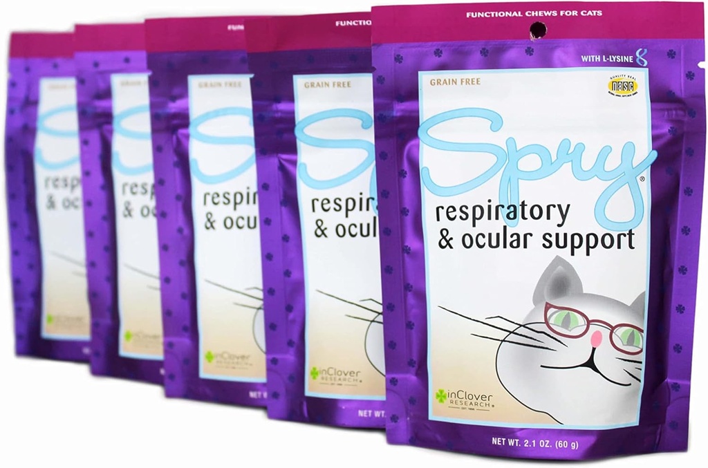 In klaver Spry, Cat Eye Care Support, L-Lysine Cat Treat Supplement, Cat Immune Support Supplement, Cat Health Dagelijkse behandeling, Prebiotic Cat Health Support, Cat Antioxidant Respiratory Health voor katten