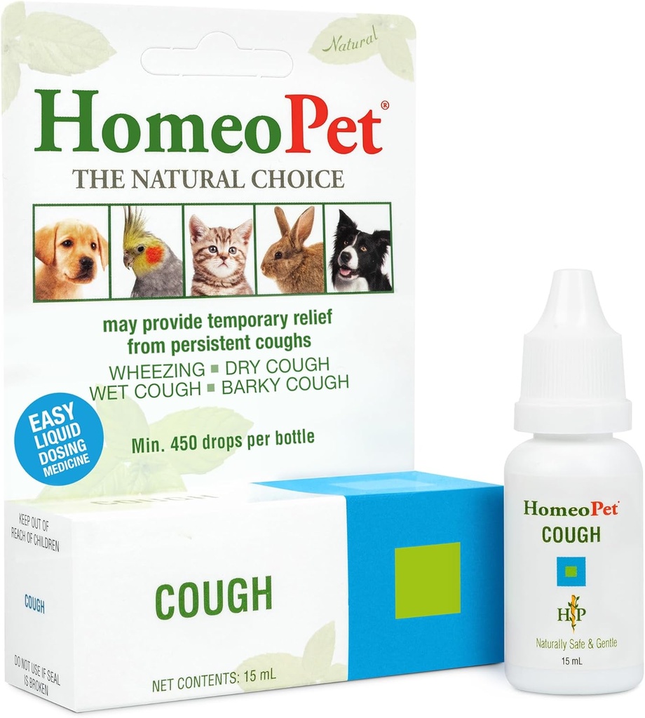 HomeoPet Hoest, Safe en Natural Cough Supplement voor honden, katten en kleine huisdieren, 15 Milliliters