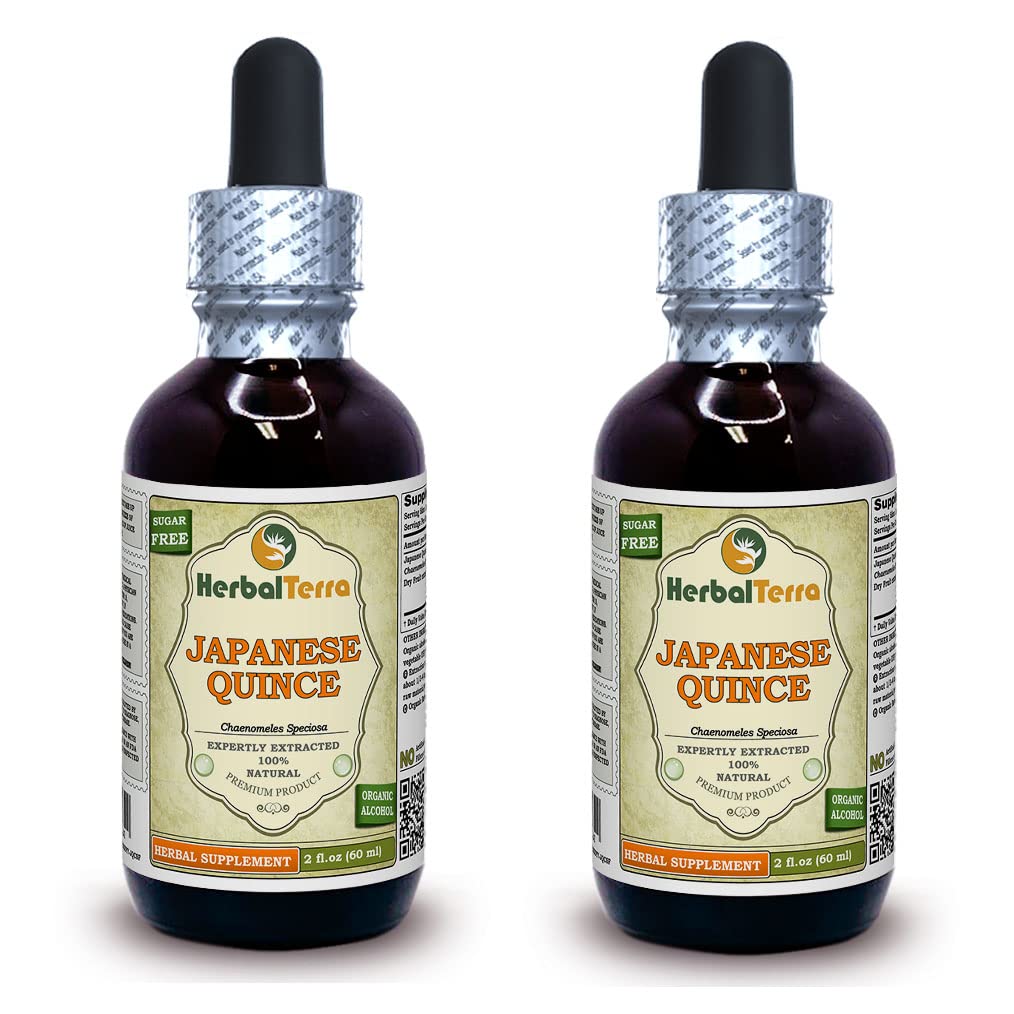 Chinese Quince (Chaenomeles Speciosa) Tinctuur, gedroogde vruchten Liquid Extract (Grote Naam: HerbalTerra, Trots Made in USA) 2x2 fl.oz (2x60 ml)