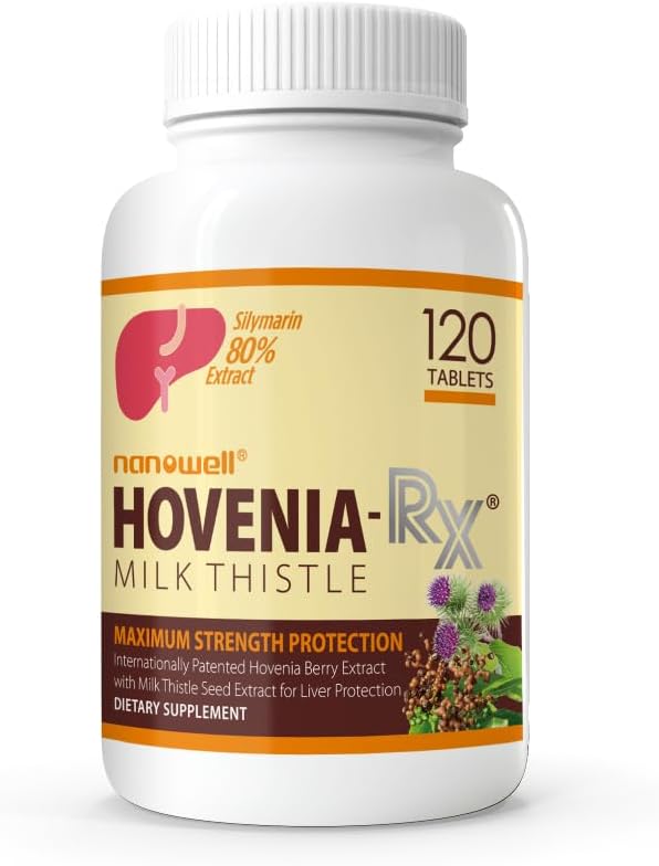 NANOWELL Hovenia-RX Thistle de lait - Supplément de soutien du foie avec 80% extrait de chardon de lait silymarin - 120 comprimés, 30 jours d'approvisionnement