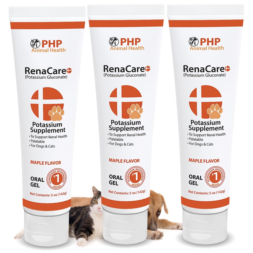 RenaCare K is voor Renal K (Potassium Gluconate) Kaliumsupplement Gel voor honden en katten, (15 oz) met esdoorn smaak (gemaakt in de VS)