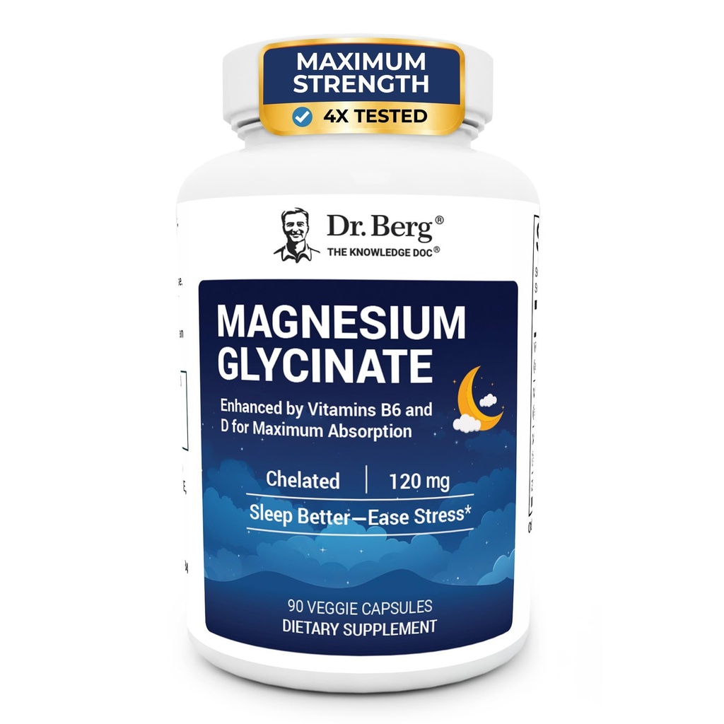 Dr. Berg Maximale sterkte 4-in-1 Gecheld Magnesium Glycineer met schone, krachtige en pure ingrediënten 4X Lab-getest en geverifieerd 