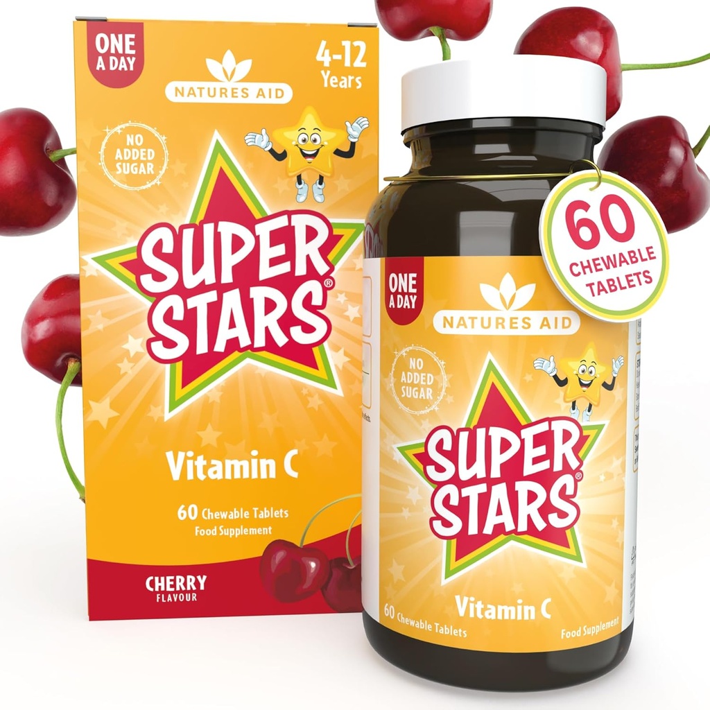 Hemir Natures Aid Super Sterren Vitamine C voor kinderen 4-12 jaar, 60 Kauwtabletten