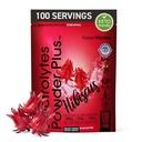 PoudreVitamine Electrolytes Poudre Plus (100 portions) Hibiscus Electrolyte Poudre Zéro Calorie Keto,0 Sucre, Pas de Maltodextrine,1000mg Potassium,120mg Calcium,120mg Magnésium, Poudre d'hydratation