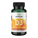 Swanson Vitamine D-3 5000 UI Santé immunitaire Soutien Fonction musculaire saine Supplément D3 (cholecalciférol) 125 mcg 250 Softgels Compte