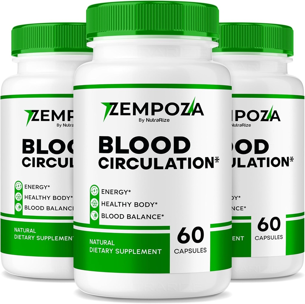 NutraRize (paquet de 3 capsules Zempoza, formule avancée de soutien du sang, tout supplément naturel maintenir des niveaux de santé, officiel pour le bien-être général, Pastilles Avis (180 capsules)