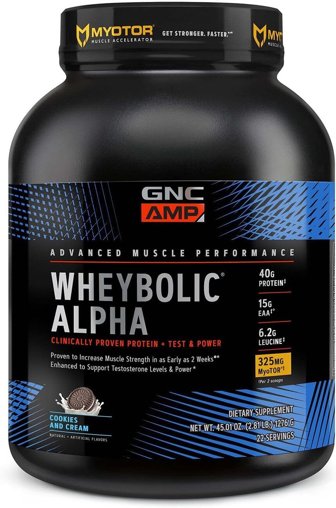 GNC AMP Alpha wheybolique avec des cookies et de la crème MyoTOR (22 portions)