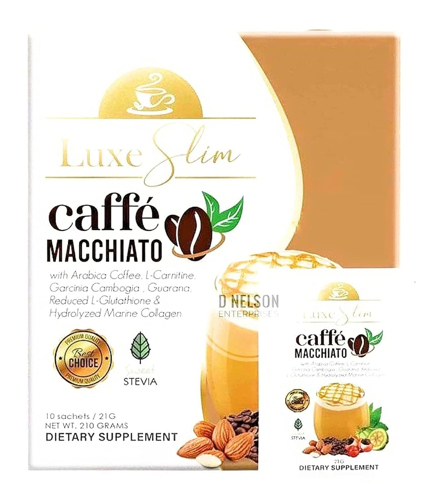 Luxe Slim Cafe Macchiato met Gehydrolyseerde Collageen & Glutathion, 21g x 10 Sachets, 0,74 Ounce (verpakking van 10)