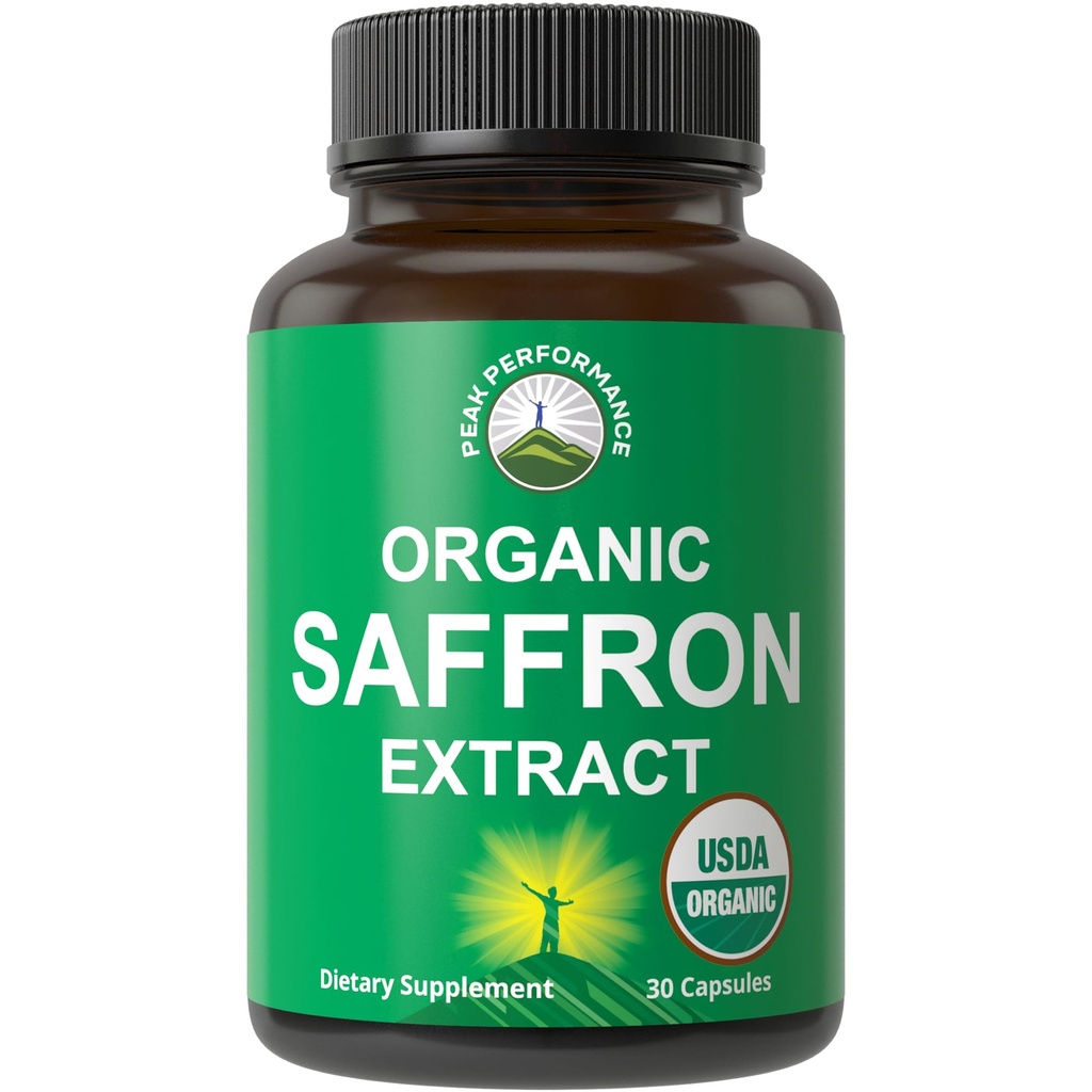 Saffraan supplementen - USDA Biologische Saffron Extract Capsules voor vrouwen, mannen en kinderen. met biologische Prebiotic Fiber in plaats van Filler. Puur en natuurlijk voor Mood, Brain, Focus, Cravings, PMS