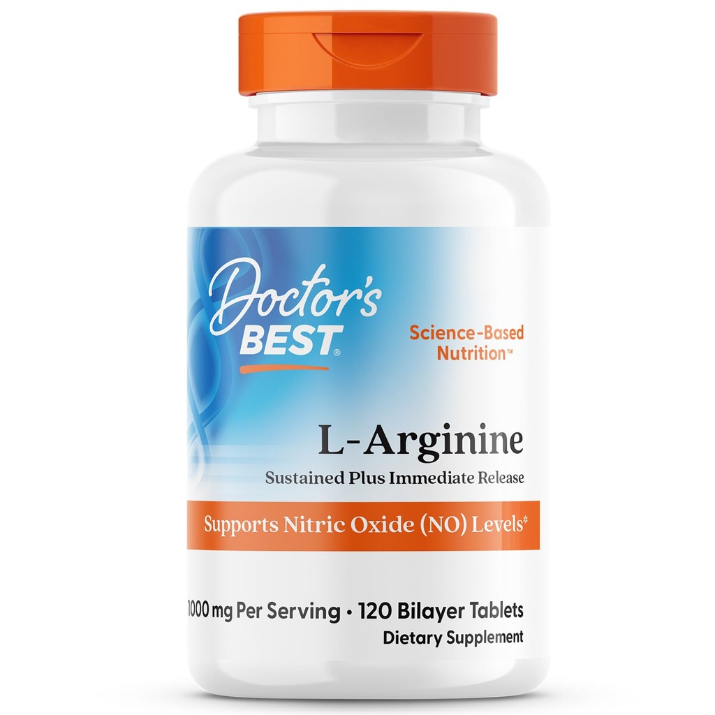 Le meilleur supplément de L Arginine pour les hommes et les femmes - L-Arginine 1000 mg par portion, soutient les niveaux d'oxyde nitrique (NO), maintenu plus libération immédiate - 120 comprimés bicouches
