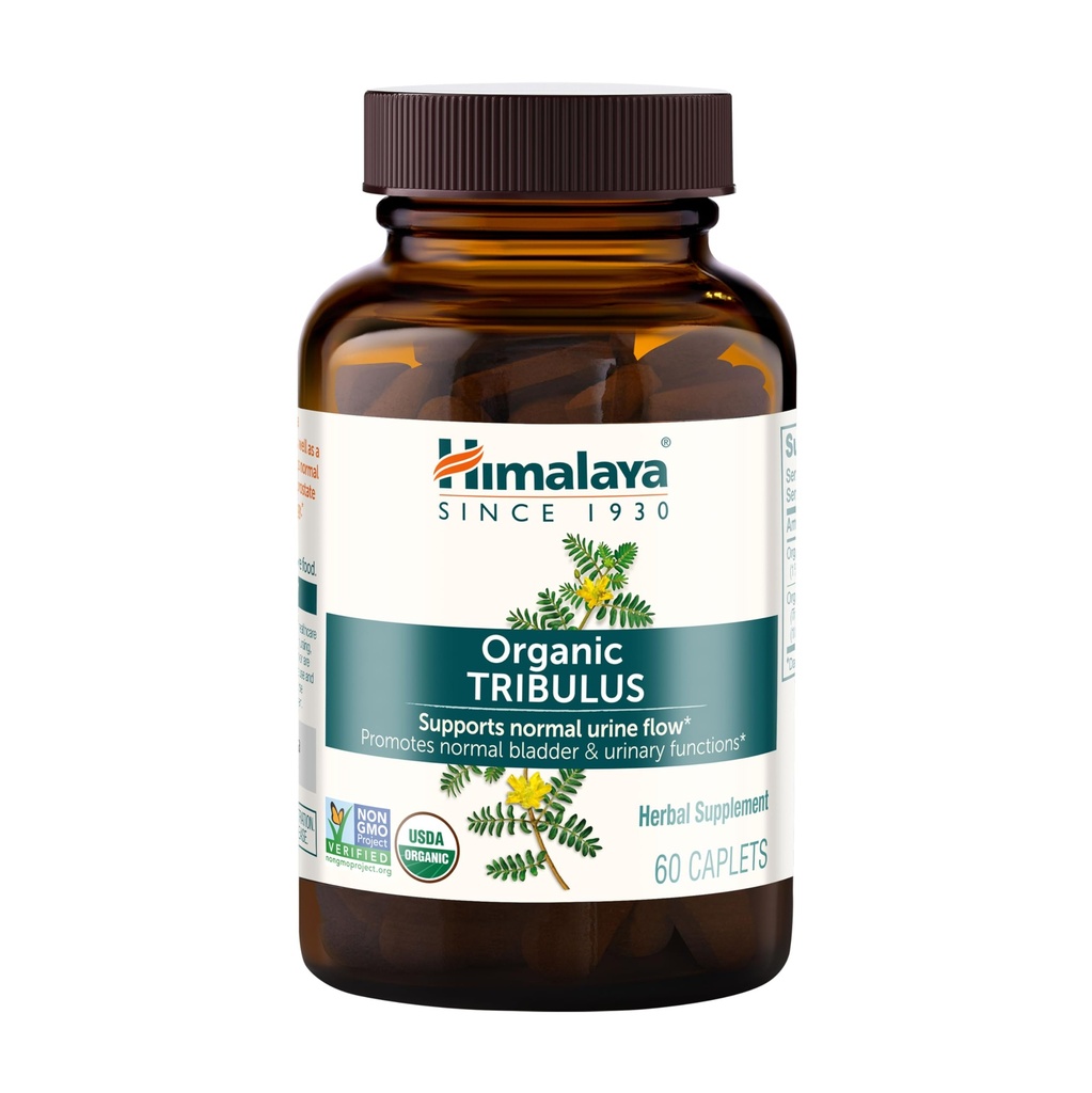 Himalaya Biologische Tribulus Terrestris - Kruidensupplement voor Bladdercontrole, Mannelijke Endurance, Prostaat en Libido Ondersteuning - Veganistisch, Non-GMO, Glutenvrij, 688 mg, 60 Capletten