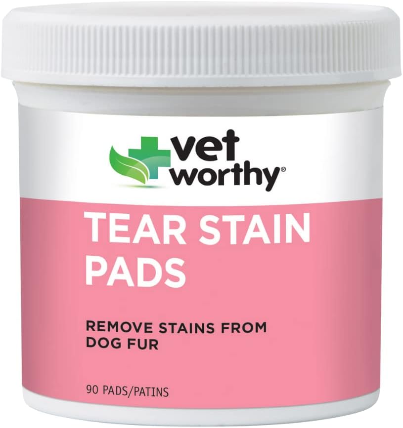 Vet Worthy Tear Stain Pads voor honden - Oplossing Geweekte Pads - Verwijder vlekken van hondenbont - Voorzichtig en veilig - 90 Pads.