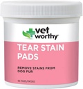 Vet Worthy Tear Stain Pads voor honden - Oplossing Geweekte Pads - Verwijder vlekken van hondenbont - Voorzichtig en veilig - 90 Pads.