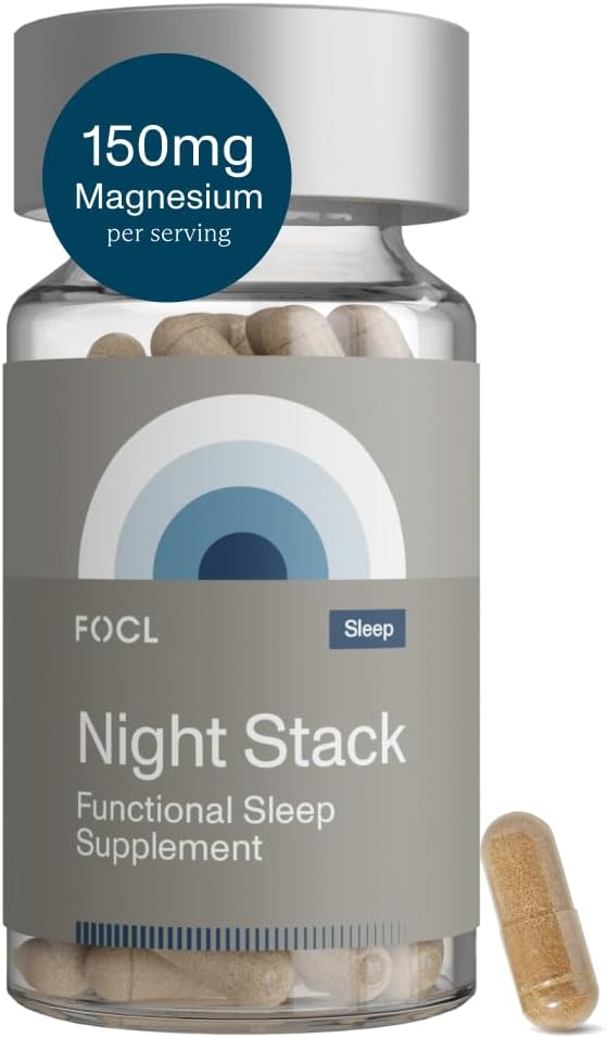 FOCL Restful Night Magnesium Sleep Supplement - Natural Sleep Aid, Melatonin Free, No Grogginiess, Calm - Magnesium Supplement for Restorative Sleeping with Ashwagandha - Vegan, Non GMO, Cruelty Free