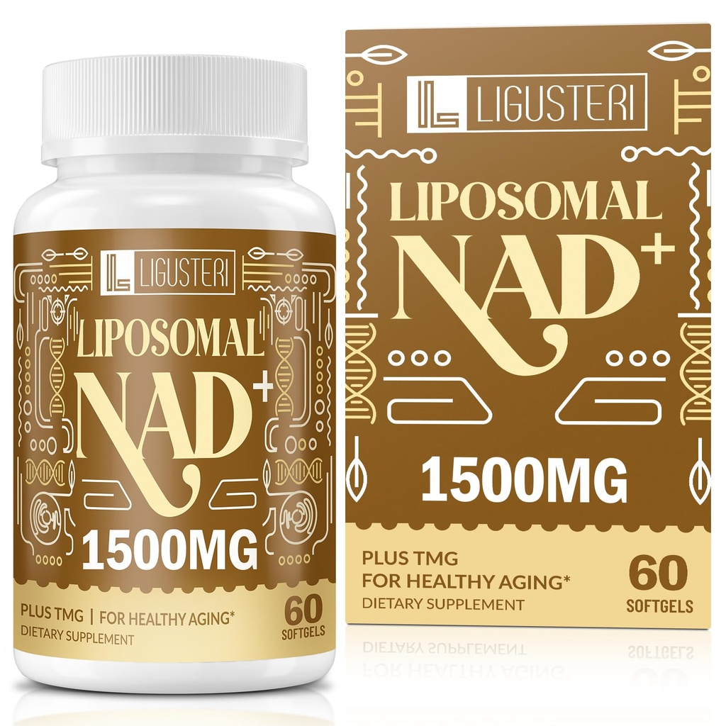 1500 MG Liposomal NAD+, 98% + Absorptie, NAD+ Supplement voor vrouwen en mannen met TMG, voor het ouder worden van defensie, cellulaire energie, hart en hersenen functie, levensduur, 60 Softgels