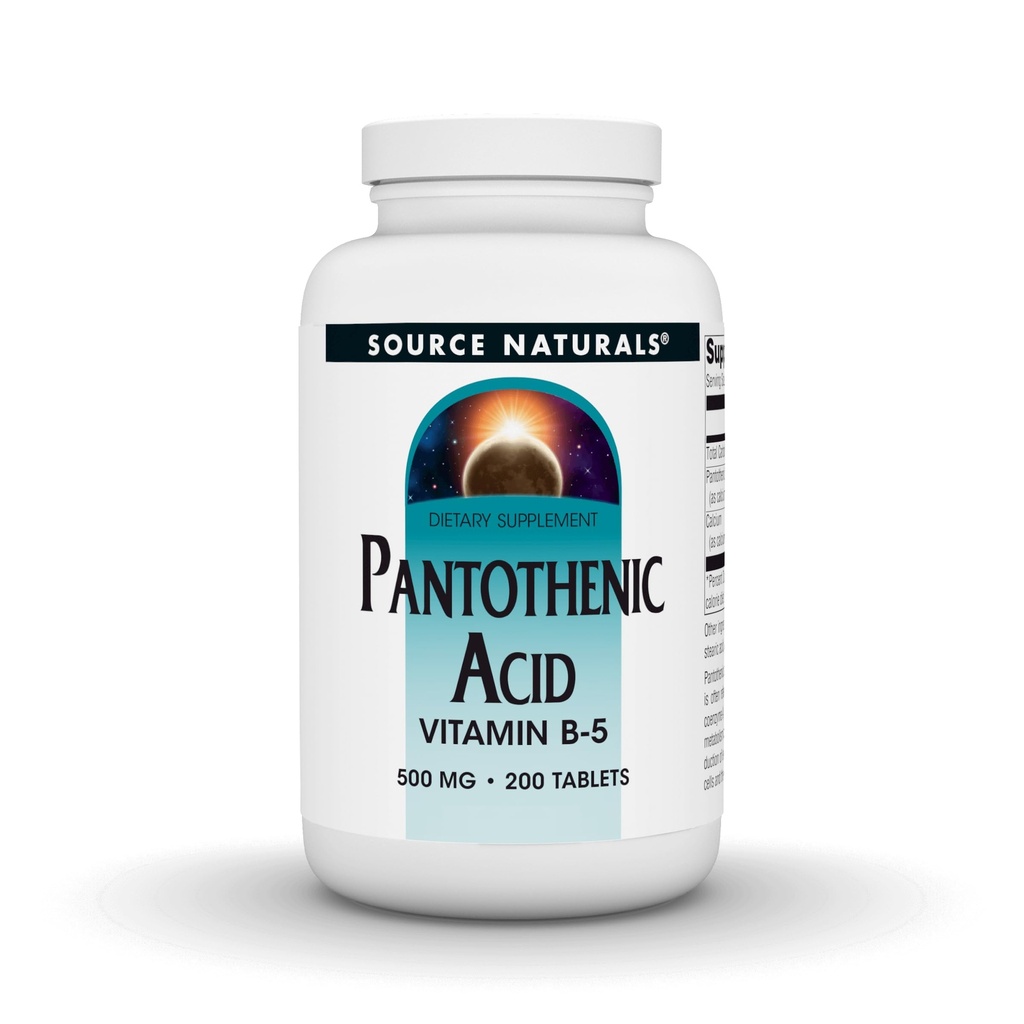 Bron Naturals Pantothenic Acid 500 mg Vitamine B-5 Dieetsupplement - 200 tabletten