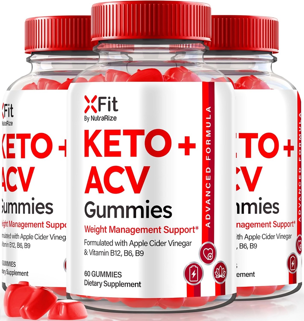 (3 Pack) Xfit Keto ACV Gummies, Official Keto+ACV Gewichtsverlies Formule, Alle natuurlijke Apple Cider Vinegar 1000MG, X Fit Keto Plus ACV Gummy voor gezondheid en fitness, Xfit ACV Keto Gomitas (180 Gummies)