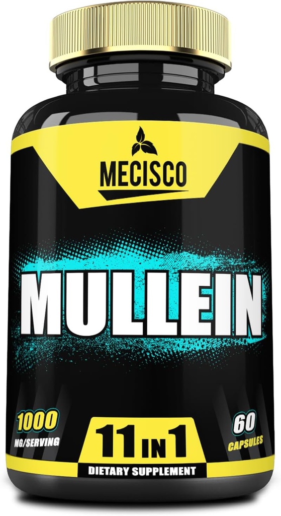 Supplément de feuille de Mullein avec racine de Ginseng Panax, Cordyceps Sinensis et plus - 60 capsules - 11in1