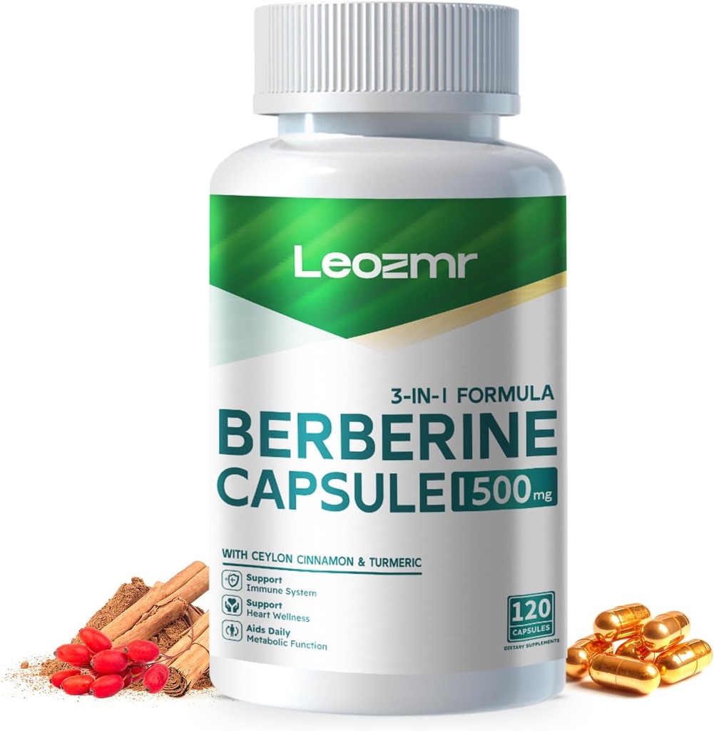 Berberine Supplement - Berberine 1500mg Per Serving,120 Capsules - Berberine HCI - Berberine Plus - Plus Pure True Ceylon Cinnamon, Berberine HCI Root Supplements Pillen