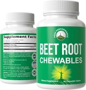 Beet Kauwen - Geweldige proeverij bieten kauwtabletten zonder toegevoegde suiker - beter dan Gummies. Bevat biologisch bietenwortelextract. Veganistisch, Zero Gluten Beetwortel Totaal Supplement voor Hart, Circulaire, BP