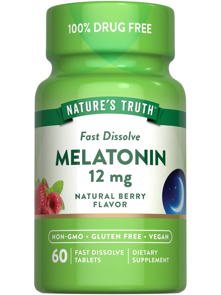 Nature's Truth Melatonin 12mg.60 Comprimés à dissolution rapide.