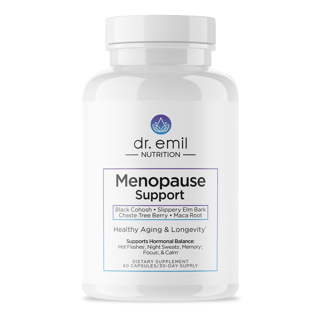 DR EMIL NUTRITION Menopauze supplementen voor vrouwen - Multi-Symptoom Menopauze Relief voor Hot Flashes, Night Sweats & Mood Swings - Menopauze ondersteuning pillen met zwarte cohos - 30 dagen levering
