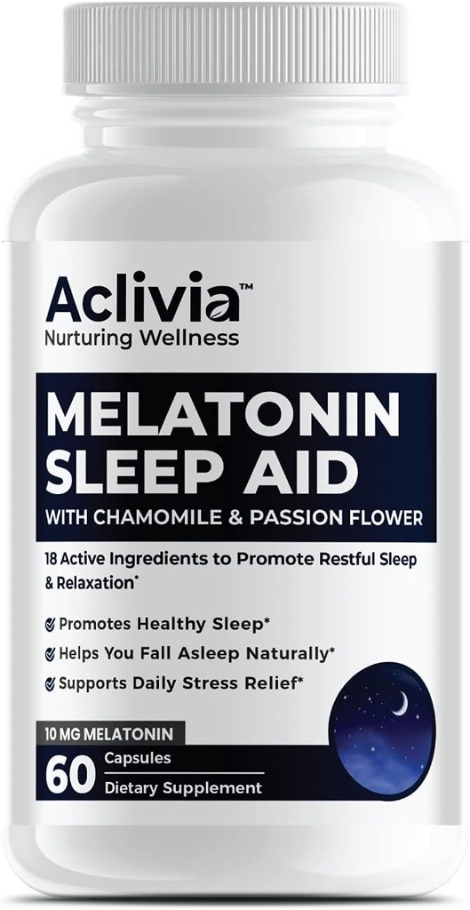 Super sterkte Melatonine 10 MG capsules, kamille, passiebloem en citroenbalsem, slaaphulp om u te helpen in slaap te vallen natuurlijk & Wake Up Refreshed, non-habit vormen, 60 capsules
