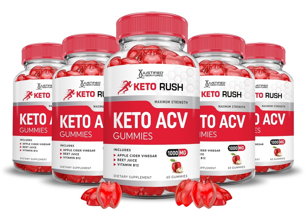(5 Pack) Keto Rush Keto ACV Gummies Geavanceerde Formule 1000MG Keto Rush Keto Gummies Apple Cider Vinegar Boost Geformuleerd met Granaatappel Beet Juice Powder B12 Vegan Non GMO 300 Gummys