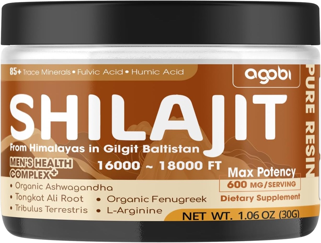 Shilajit Pure Himalaya Organic Resin - 30g Shilajit Supplement met 85+ Trace Minerals, Fulvic Acid, Ashwagandha Root, Tongkat Ali & Meer Kruiden - Ondersteuning Immune, Energie Productie & Brain Health