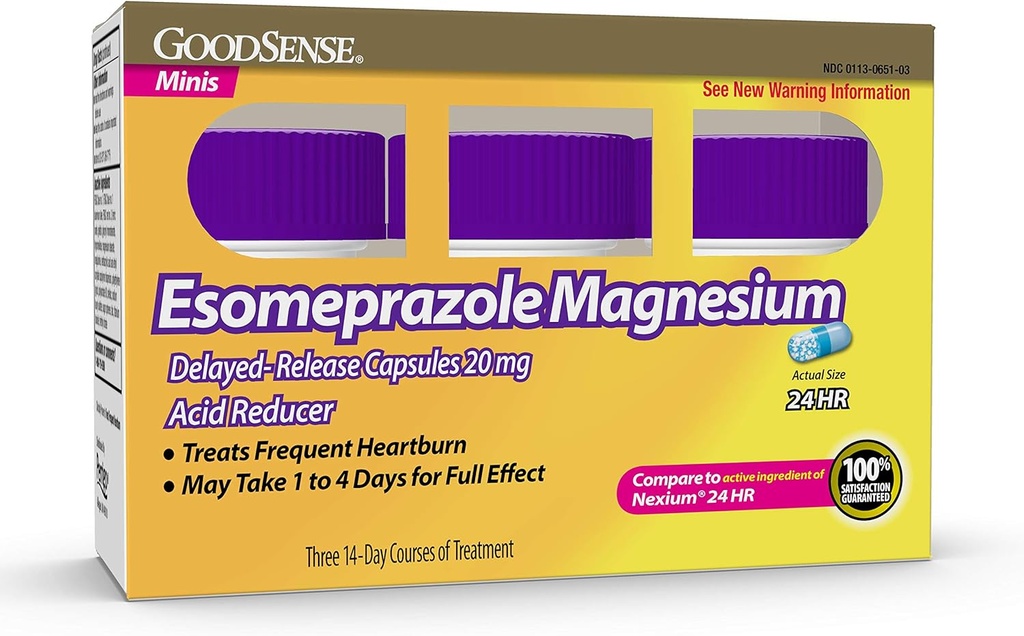 Bon sens Esomeprazole Magnésium Release Mini Capsules, 20 mg, Réducteur acide, 42 Compte