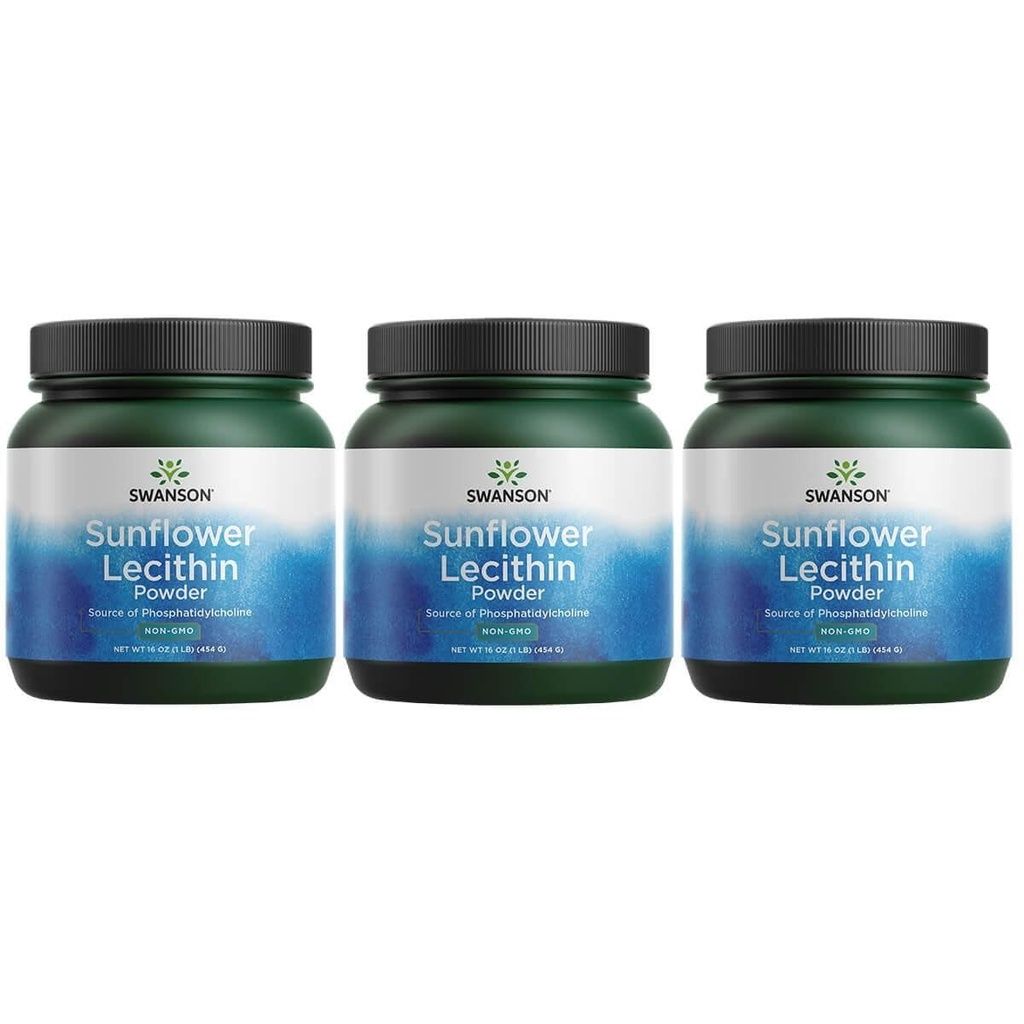 Swanson Zonnebloem Lecithin Brain Health Zenuwstelsel ondersteuning Non-GMO Soy-Free Vegetarian 16 oz (1lb) 454 gram Powder (3 Pack)