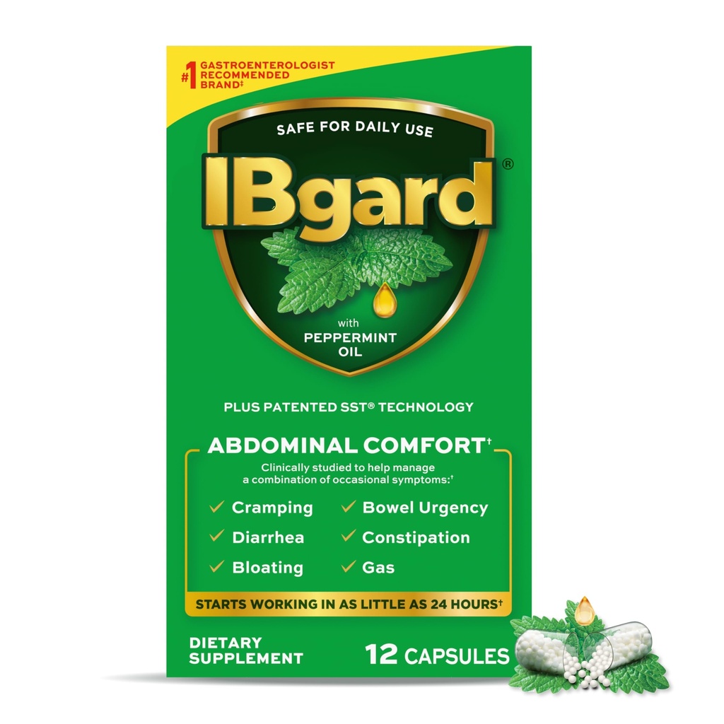 IBgard Gut Health Supplement, Peppermint Oil Capsules voor abdominale Comfort, 12 capsules