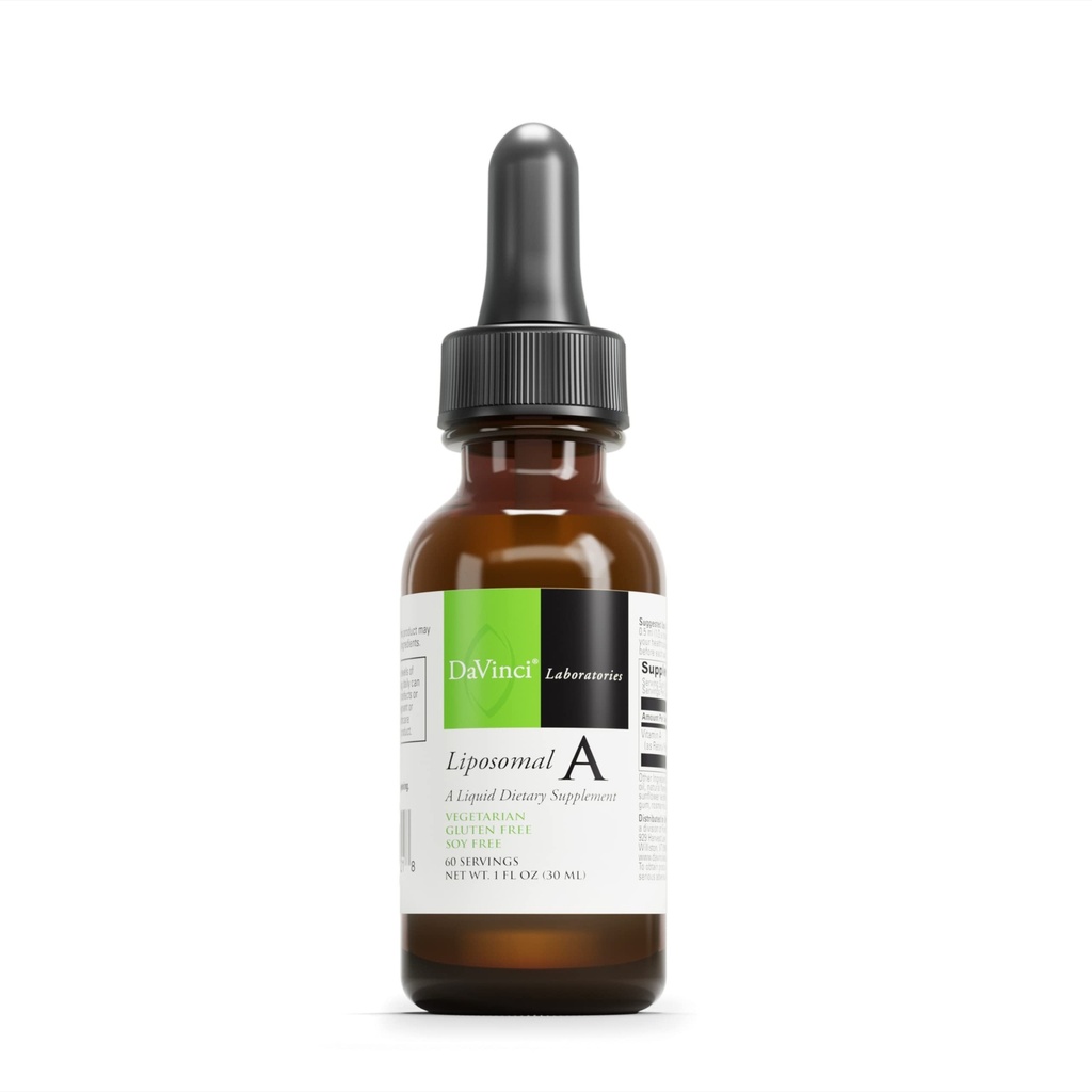 DAVINCI Labs Liposomal A - Liquid Vitamin A Supplement ter ondersteuning van bot, huid, darm, zicht en immuungezondheid* - Glutenvrij - 30 ml