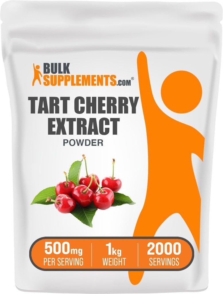 BulkSupplements.com Tart Cherry Extract Powder - Tart Cherry Supplement, Kruidensupplement - Antioxidant Bron, Glutenvrij, 500mg per portie, 1kg (2,2 lbs) (pakket van 1)