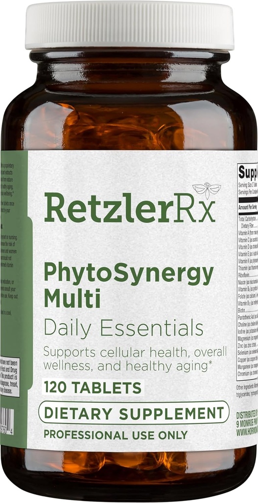 PhytoSynergy Multi w/o Fer par Dr RetzlerRxTM - 120 comprimés - Vitamines et minéraux Composés végétaux bioactifs améliorés - Lutéine, Zeaxanthin, Lycopène et Resvératrol