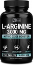 Zeal Naturals L Arginine 3000mg Capsules (150 comprimés de 1000mg) Maximum Dose L-Arginine supplément à l'oxyde nitrique pour soutenir la croissance musculaire, la fonction vasculaire et l'énergie - Booster d'oxyde nitrique