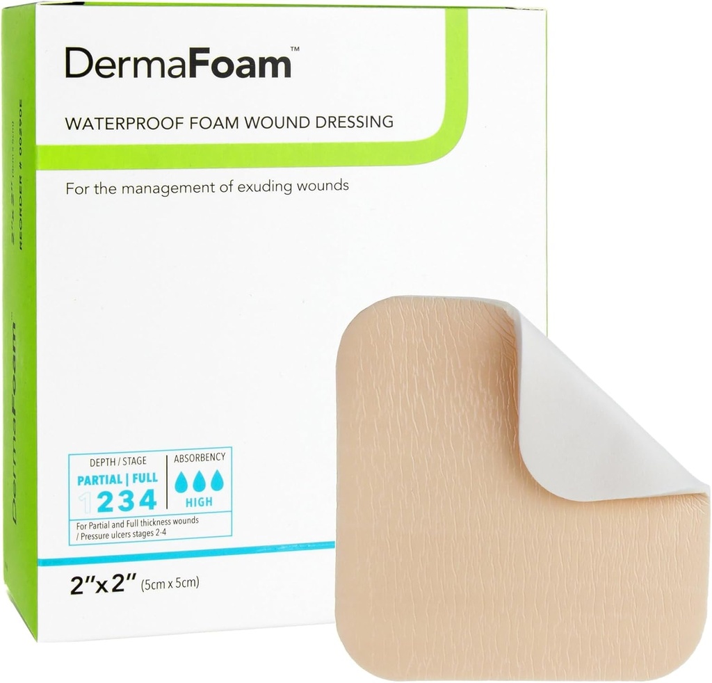 Derma Foam Non-Adhesive Foam Dressing, 2x2, 10 Count