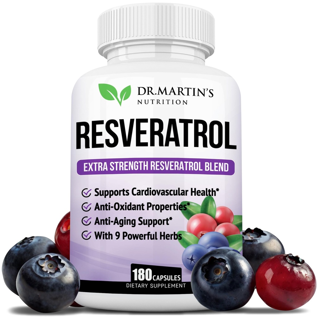 Extra sterkte Resveratrol 1568mg - 180 Capsules - 3 maanden Levering Antioxidant Supplement 