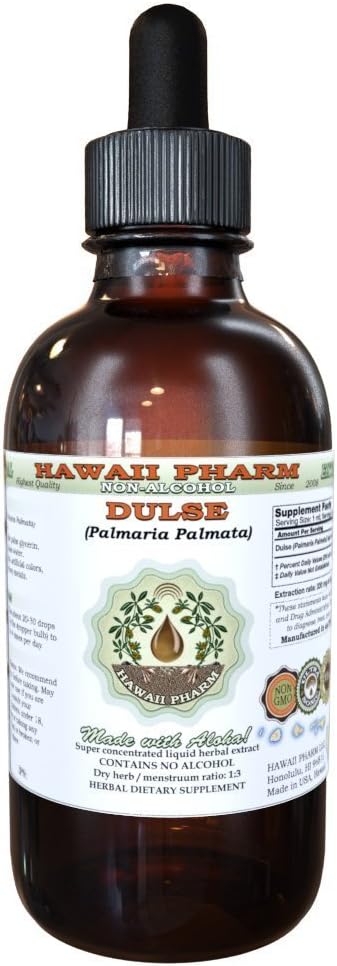 Dulse alcoholvrije vloeibare extract, Dulse (Palmaria Palmata) gedroogd blad Glycerite Hawaii Pharm Natural Herbal Supplement 2 oz