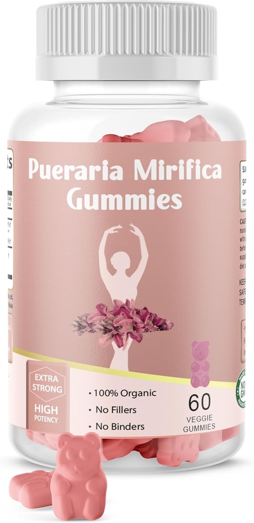 Pueraria Mirifica Gummy Biologische Supplement - Pure Root 10:1 Geconcentreerd Extract 60 Veggie Gummies, Premium - voor Transgender. Vrouwen, mannen...