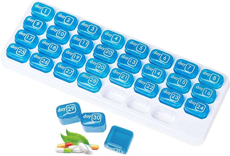 31 Dag Maandelijkse pil Organisator, Portable Pill Medicine doos houder voor dagelijkse geneeskunde/Vitamine/Visolie/Supplement