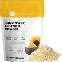Kate Naturals Zonnebloem Lecithin Poeder voor het bakken van brood, Gummies, Koken. Lecithinesupplement voor geclogeerde melkproducten. Plaatsvervanger voor sojalecitijnpoeder (12oz, niet-GMO)